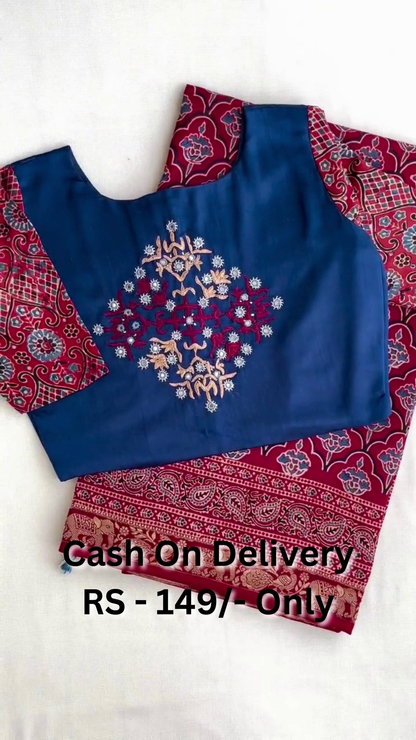 Amazing Style Saree With Fully Stitch Hand Embroidery Work Blouse For Women