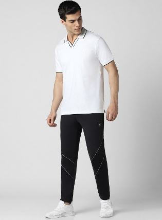 Men's White Solid Polo Neck T-shirt