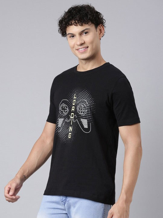 Graphic Printed Round Neck Slim Fit Cotton T-shirt