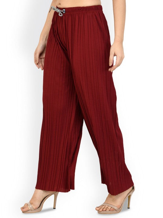 Women Relaxed Loose Fit High-Rise Trousers