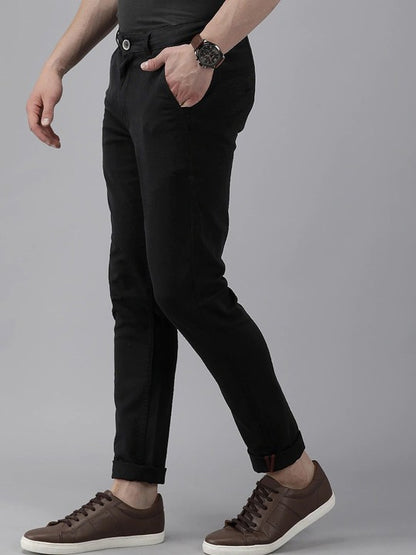 Men Black Relaxed Slim Fit Easy Wash Chinos