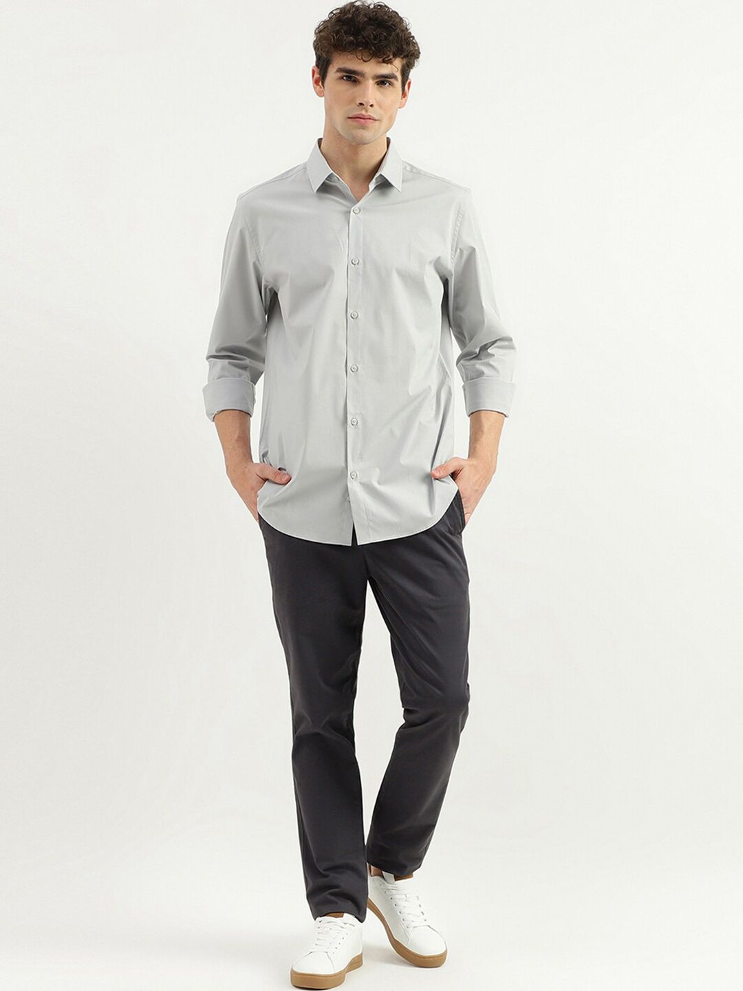 Cotton Spread Collar Slim Fit Curved Formal Shirt