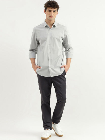 Cotton Spread Collar Slim Fit Curved Formal Shirt