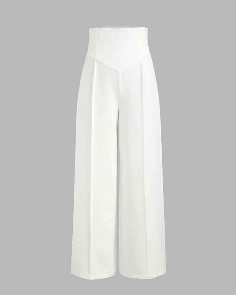 High Waist Corset Style Trouser In White