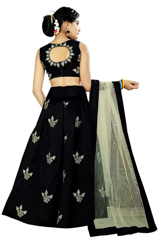 Clothesshop Girl's Satin Semi-stitched Lehenga Choli