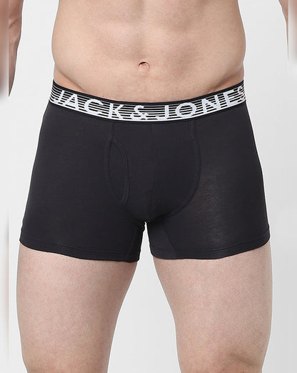 BLACK LOGO PRINT TRUNKS