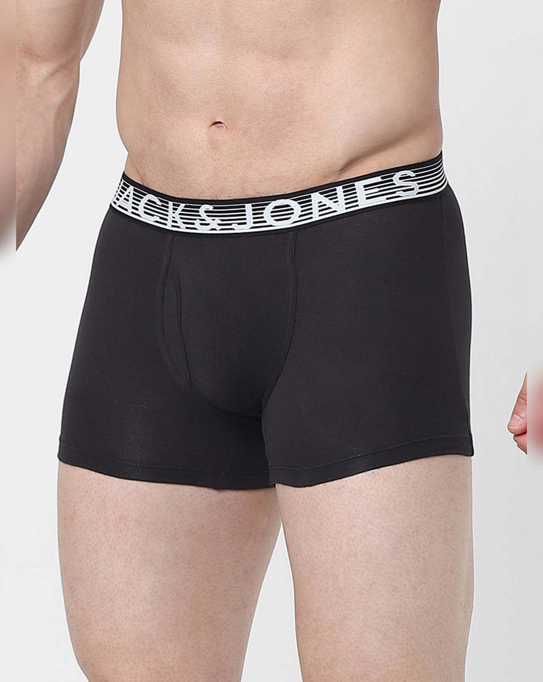 BLACK LOGO PRINT TRUNKS