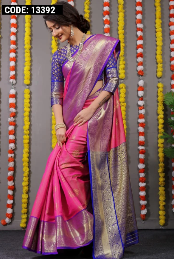 Kanchipuram Silk Saree With Zari Weaving Work