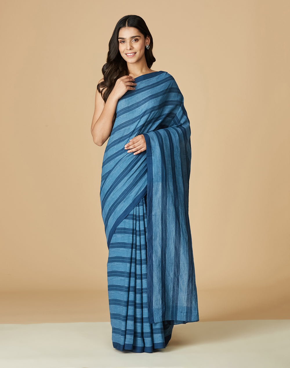 Indigo Cotton Hand Woven Sari