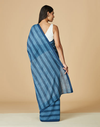 Indigo Cotton Hand Woven Sari