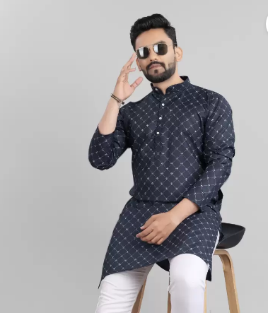 Nofilter  Men Printed Cotton Blend Straight Kurta