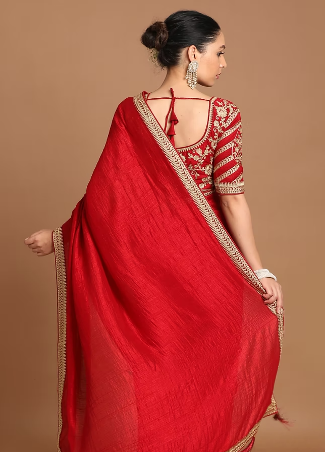 Women's Splendid Dark Red Saree for