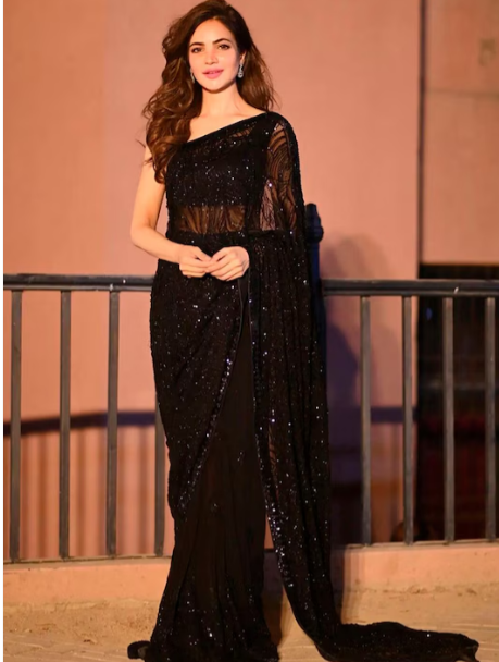 Black Sequinned Embellished Saree