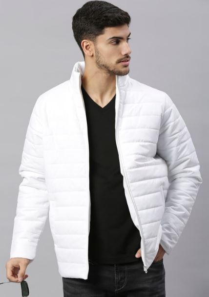 Dennis Lingo Men Polyester Puffer Jacket White