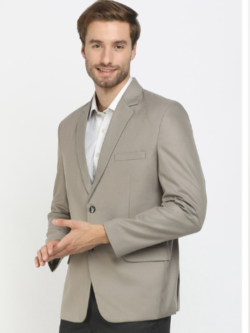 V-Mart Men Beige Solid Single-Breasted Casual Blazer