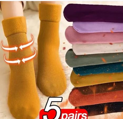 5 Pairs Women/Men Winter Warm Thicken Thermal Socks Wool Cashmere Snow Multicolor Seamless Sock Velvet Soft Boots Floor Sleeping Socks