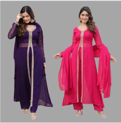 Premium Readymade Combo Kurti Pant Dupatta Set