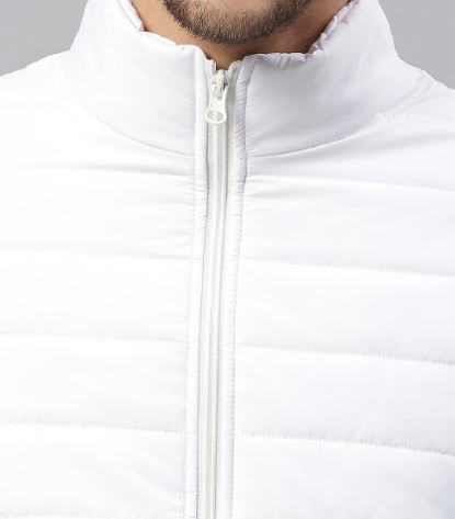 Dennis Lingo Men Polyester Puffer Jacket White