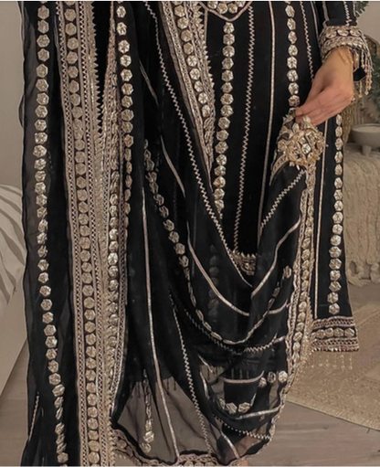 Black Colour Embroidery With Sequence Work Suit For Wedding