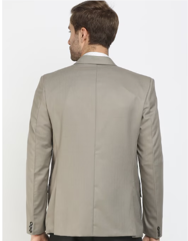 V-Mart Men Beige Solid Single-Breasted Casual Blazer