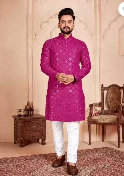 Nellist Men Self Design Straight Kurta