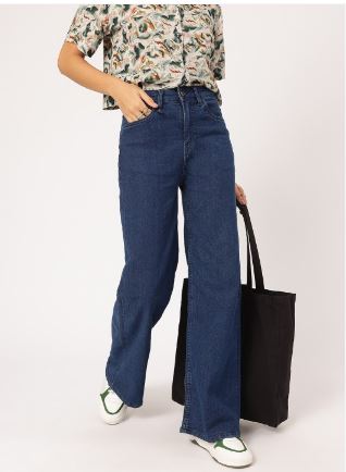 Women Trendy Tranquil High-Rise Stretchable Wide Leg Jeans