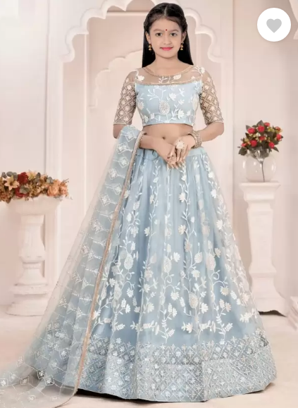 Girls Lehenga Choli Ethnic Wear, Party Wear Embroidered Lehenga, Choli and Dupatta Set