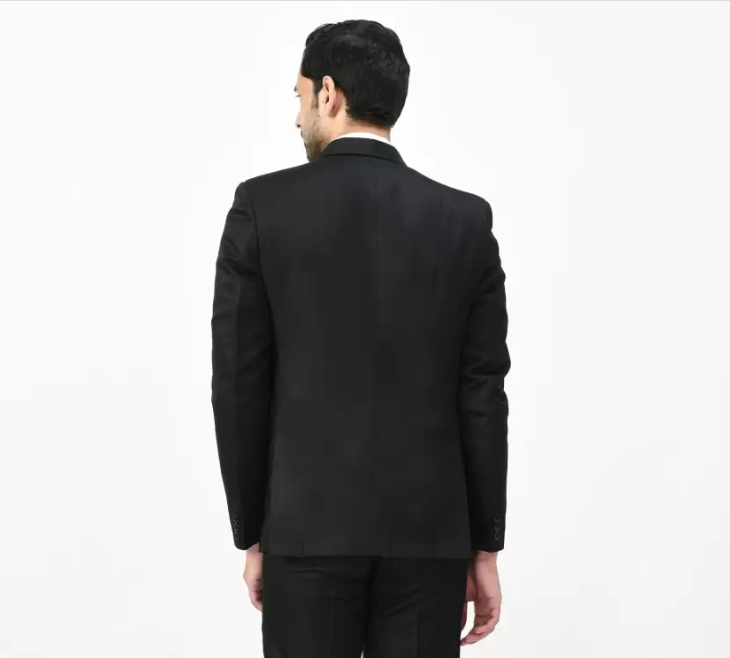 FIVEFEB  Men Solid Single Breasted Formal Blazer  (Black)