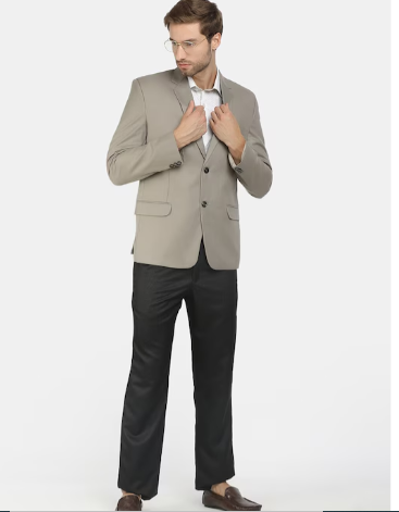 V-Mart Men Beige Solid Single-Breasted Casual Blazer