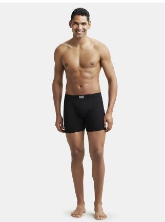 8009 Men Cotton Solid Boxer Brief Black/Charcoal Mel/Grey Mel