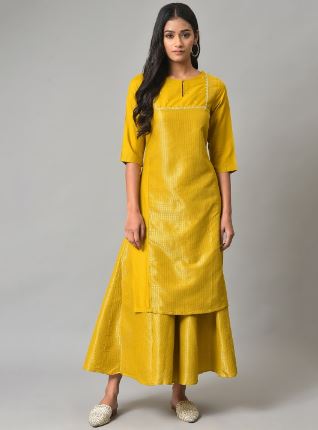 JAYANTI REDDY Women Yellow Solid Bright Plain Palazzo