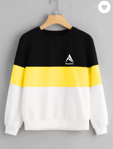 Kroptee  Men Full Sleeve Color Block Sweatshirt