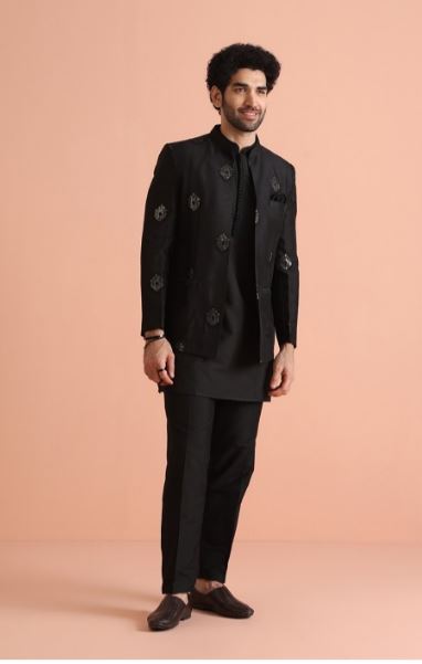 Aljaami Jodhpuri Bandhgala Solid Men Suit