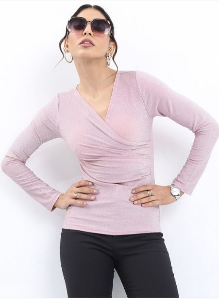 Timeless Casual Solid Women Pink Top