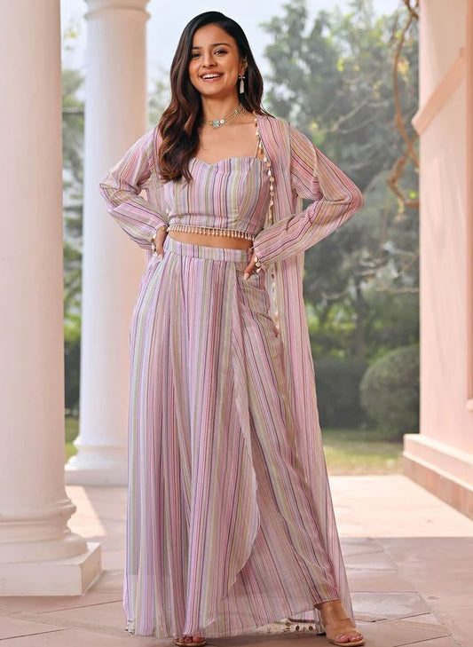 Lavanya The Label Ivory Stripe Three Piece Set