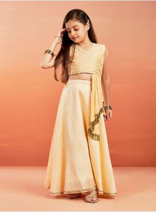 Pspeaches Girls Cotton Readymade Lehenga Choli