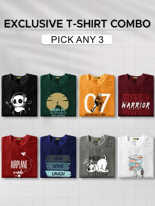 Pick Any 3 - Exclusive Printed Combo T-shirt