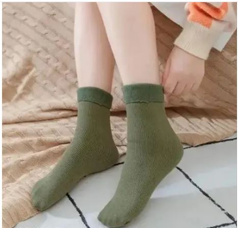 3 Pair Fleece Soft & Woolen Cozy Winter Thick Warm Stretchy Elastic Socks (With Thumb) for Women Girls (Random color)