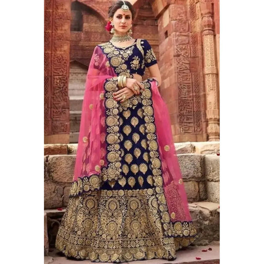 Nir Fashion Women's Velvet Semi stitched Lehenga Choli