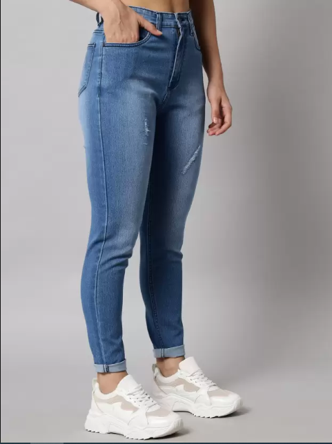 Women Flared High Rise Blue Jeans