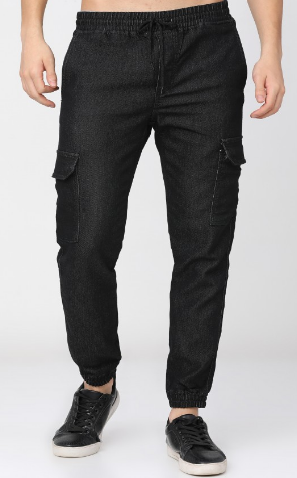 Ketch Men Black Jogger Clean Look Jeans