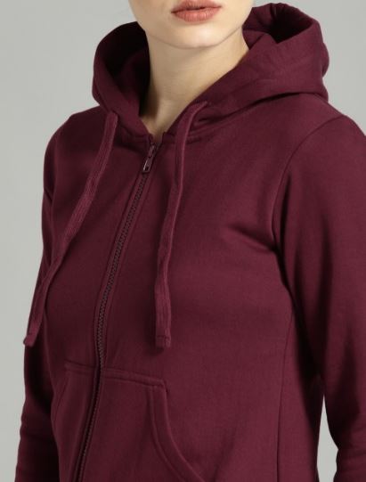 Clothy outlet Cotton Hoodie for Women Zipper Hooded with Kangaroo Pocket Full Sleeves