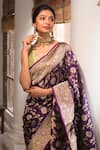 Purple Katan Silk Handwoven Floral Jaal Paithani Banarasi Saree For Women