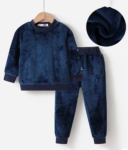 Newborn Kookie Kids Full Sleeves Winter Wear Text Printed Night Suit