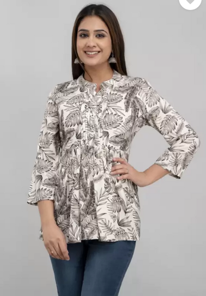 ANNU PARIDHAN  Women Printed Viscose Rayon Cape Top Kurta