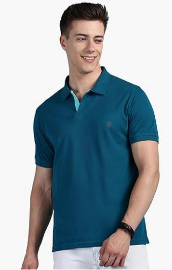 Men Regular Fit Polo Neck Half Sleeve Solid Casual T-Shirt