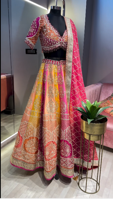 Mulmul & Chanderi Lehenga Set