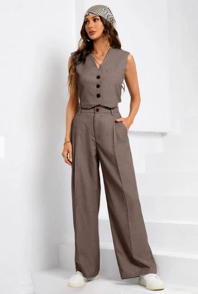 Littlebox India Matching Set of Vest Coat and Trousers in Cappuccino