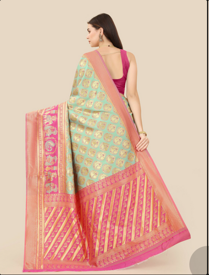 Women's Self Design Multi Colored Saree With Blouse