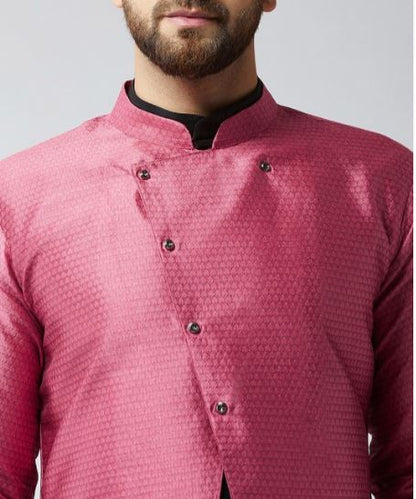 Men Pink Silk Sherani Set Unique Design ork